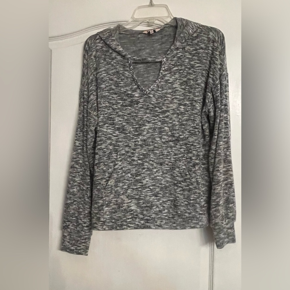 NWOT-Womens Juicy Couture Hoodie Pullover V Neck Rhinestone